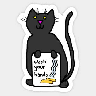 Cute Cats say Wash Your Hands Sign Sticker